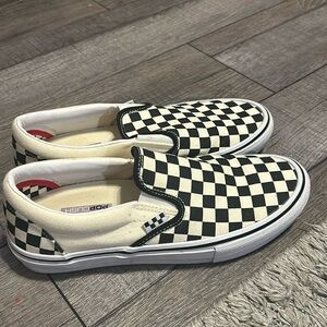 Checkered slip on Vans (black & white) size 10